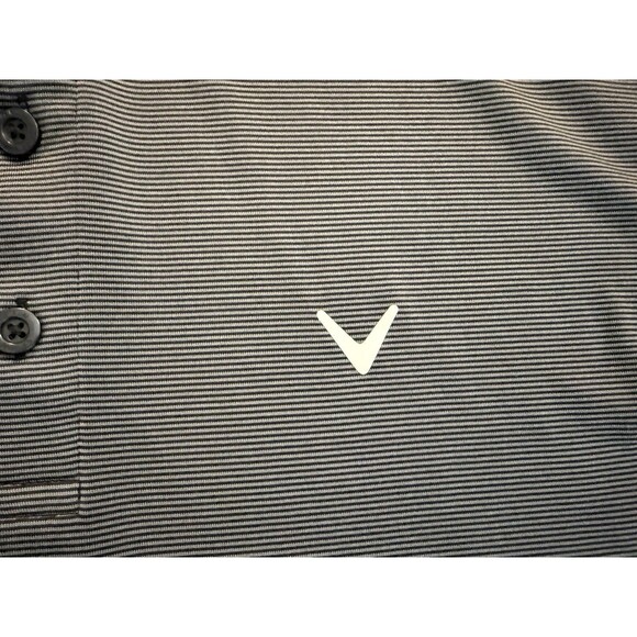 Callaway Polo Shirt Mens Large Gray Black Striped Performance Golf Polyester - Picture 3 of 12